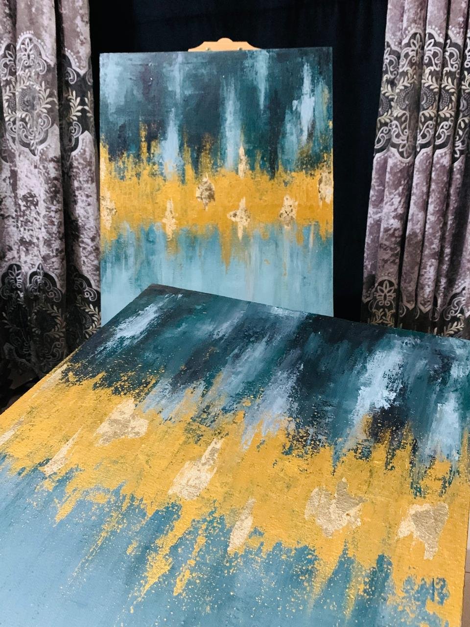 Blue Teal Abstract Painting 2